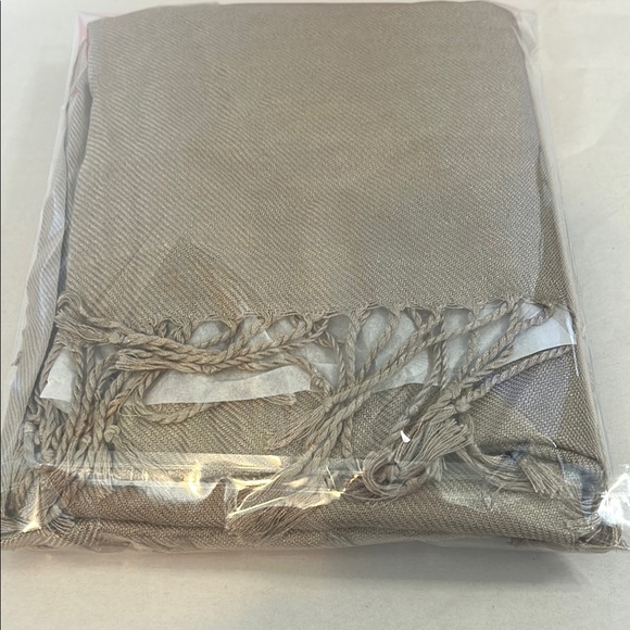 Pashmina Tan Scarf with Fringe Wrap - Picture 9 of 9